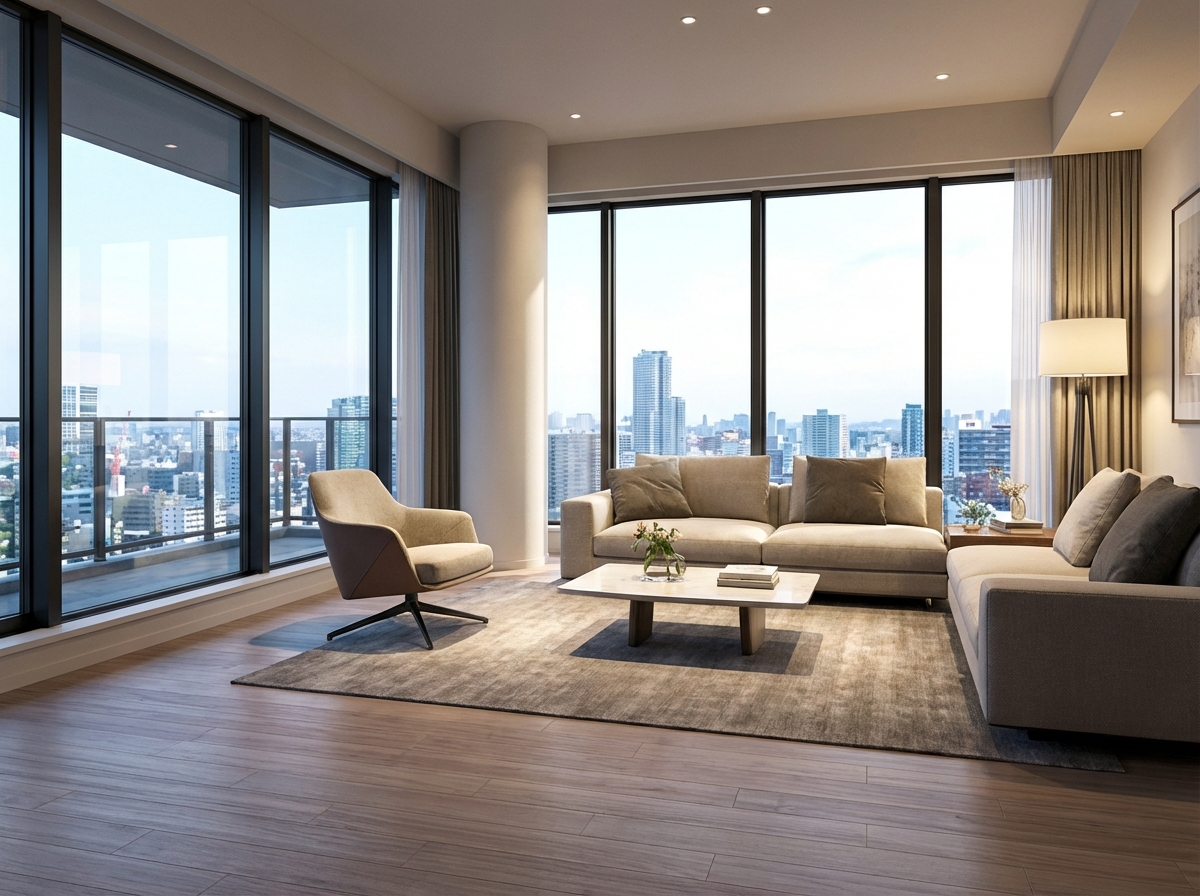 S邸テラスハウスのモダンリビング